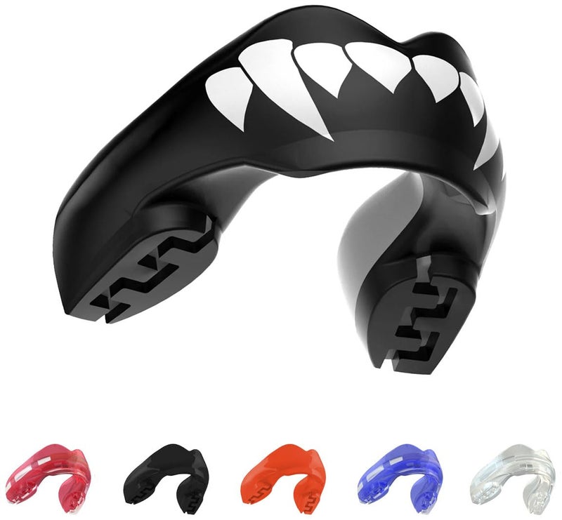 SAFEJAWZ Mouthguard for Braces, Upper & Lower Protection Remoldable Mouth Guard with Case for Boxing, Basketball, Football, MMA, Lacrosse, Hockey and All Contact Sports One Size (Fangz) - Image 1